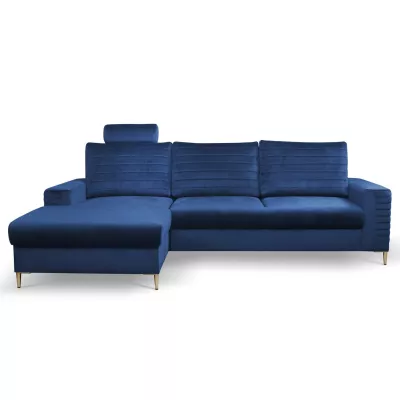 Rozkládací sedačka s úložným prostorem TIMMINS - modrá, levý roh