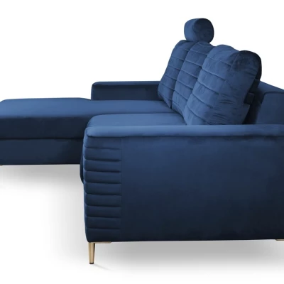 Rozkládací sedačka s úložným prostorem TIMMINS - modrá, levý roh