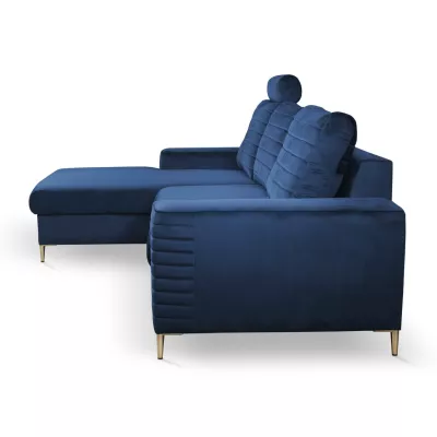 Rozkládací sedačka s úložným prostorem TIMMINS - modrá, levý roh