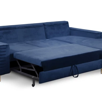 Rozkládací sedačka s úložným prostorem TIMMINS - modrá, levý roh