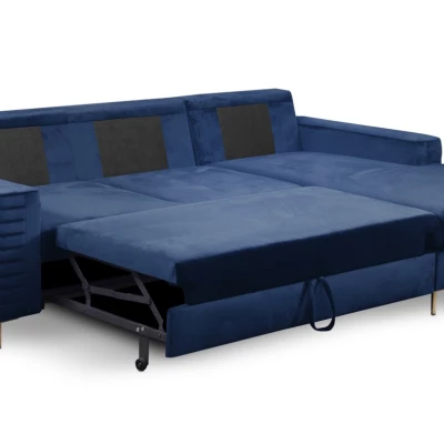 Rozkládací sedačka s úložným prostorem TIMMINS - modrá, levý roh