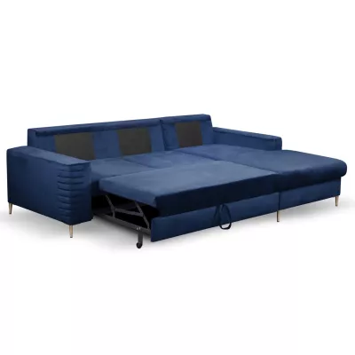 Rozkládací sedačka s úložným prostorem TIMMINS - modrá, levý roh