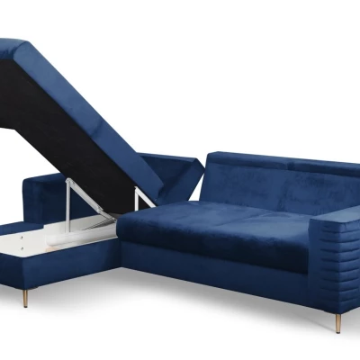Rozkládací sedačka s úložným prostorem TIMMINS - modrá, levý roh