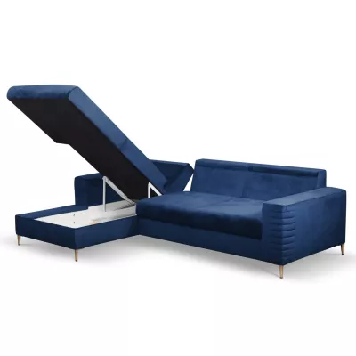 Rozkládací sedačka s úložným prostorem TIMMINS - modrá, levý roh