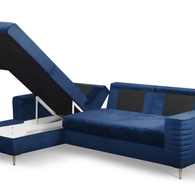 Rozkládací sedačka s úložným prostorem TIMMINS - modrá, levý roh