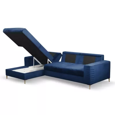 Rozkládací sedačka s úložným prostorem TIMMINS - modrá, levý roh