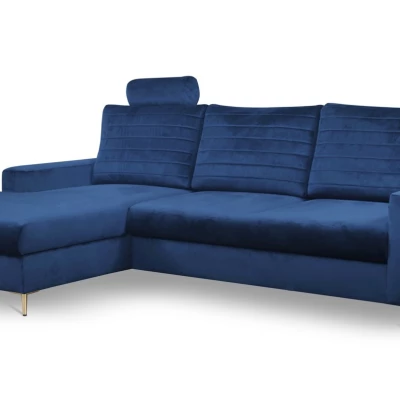 Rozkládací sedačka s úložným prostorem TIMMINS - modrá, levý roh