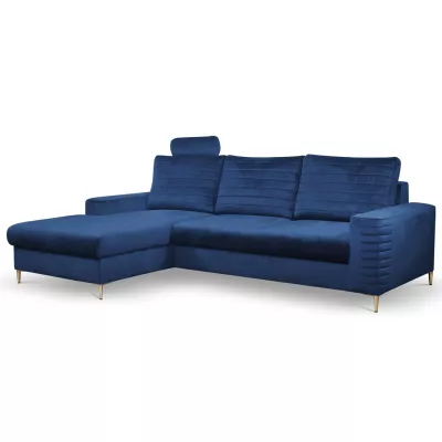 Rozkládací sedačka s úložným prostorem TIMMINS - modrá, levý roh