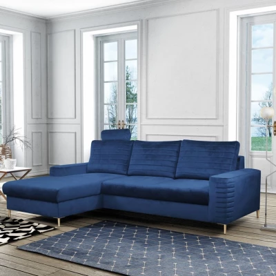 Rozkládací sedačka s úložným prostorem TIMMINS - modrá, levý roh