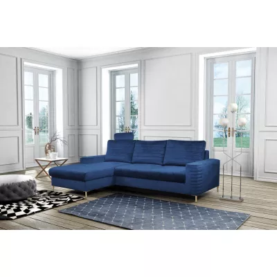 Rozkládací sedačka s úložným prostorem TIMMINS - modrá, levý roh