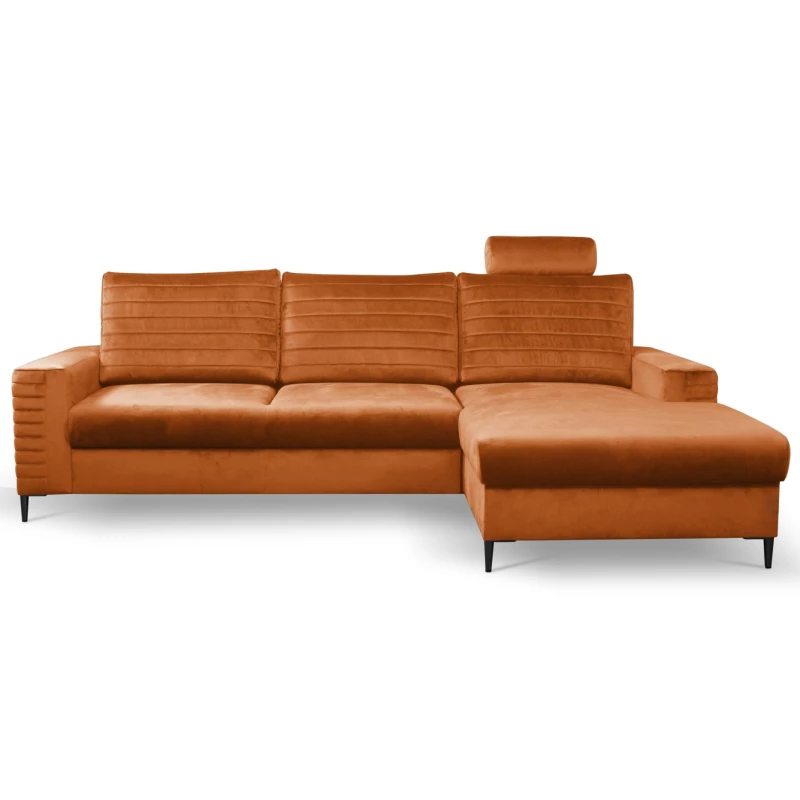 Rozkládací sedačka s úložným prostorem TIMMINS - rezavá, pravý roh