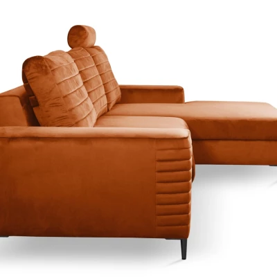 Rozkládací sedačka s úložným prostorem TIMMINS - rezavá, pravý roh