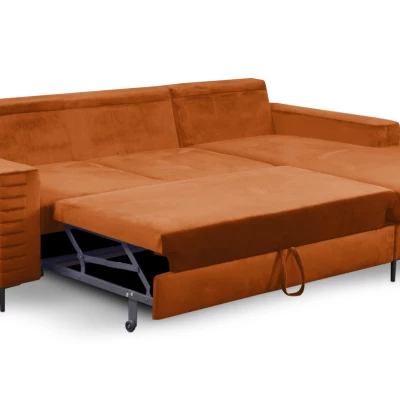 Rozkládací sedačka s úložným prostorem TIMMINS - rezavá, pravý roh