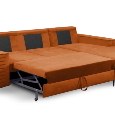 Rozkládací sedačka s úložným prostorem TIMMINS - rezavá, pravý roh