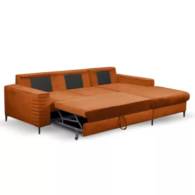 Rozkládací sedačka s úložným prostorem TIMMINS - rezavá, pravý roh