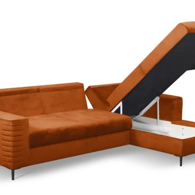 Rozkládací sedačka s úložným prostorem TIMMINS - rezavá, pravý roh