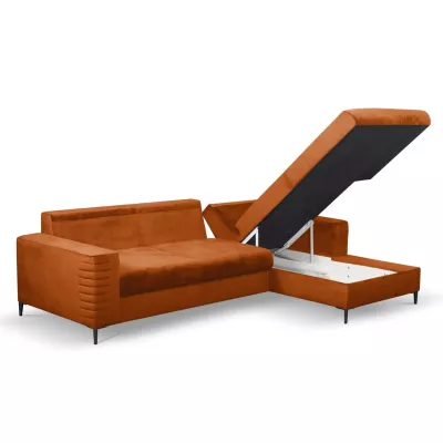 Rozkládací sedačka s úložným prostorem TIMMINS - rezavá, pravý roh