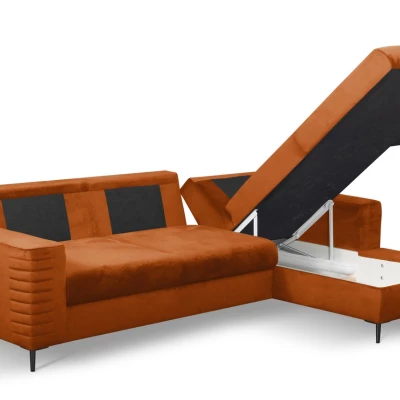 Rozkládací sedačka s úložným prostorem TIMMINS - rezavá, pravý roh