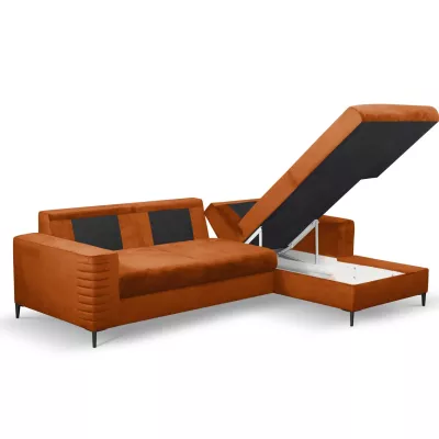 Rozkládací sedačka s úložným prostorem TIMMINS - rezavá, pravý roh