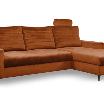 Rozkládací sedačka s úložným prostorem TIMMINS - rezavá, pravý roh