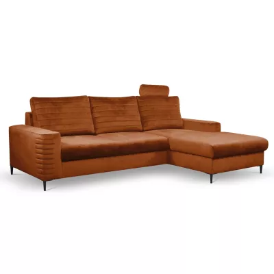 Rozkládací sedačka s úložným prostorem TIMMINS - rezavá, pravý roh