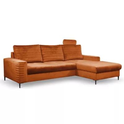 Rozkládací sedačka s úložným prostorem TIMMINS - rezavá, pravý roh