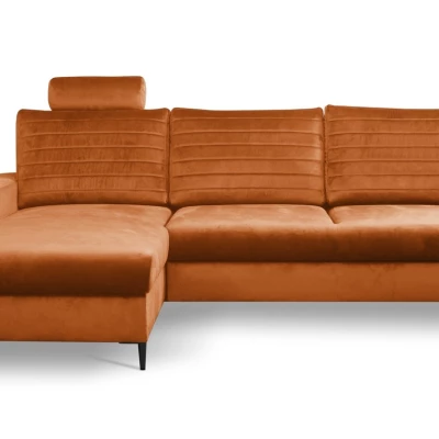 Rozkládací sedačka s úložným prostorem TIMMINS - rezavá, levý roh