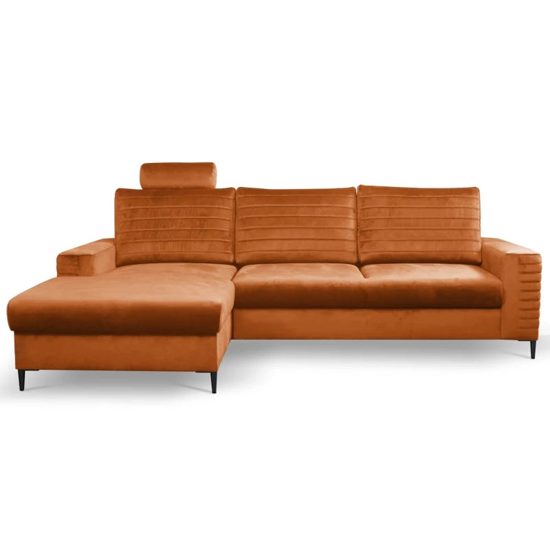 Rozkládací sedačka s úložným prostorem TIMMINS - rezavá, levý roh