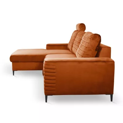 Rozkládací sedačka s úložným prostorem TIMMINS - rezavá, levý roh