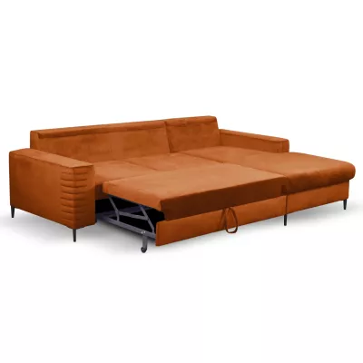 Rozkládací sedačka s úložným prostorem TIMMINS - rezavá, levý roh