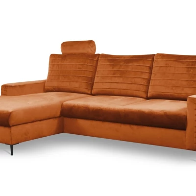 Rozkládací sedačka s úložným prostorem TIMMINS - rezavá, levý roh