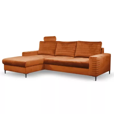 Rozkládací sedačka s úložným prostorem TIMMINS - rezavá, levý roh