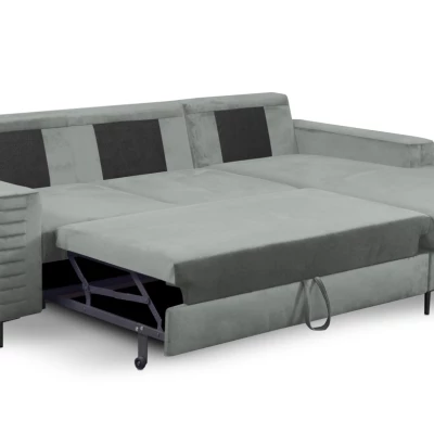 Rozkládací sedačka s úložným prostorem TIMMINS - šedá, pravý roh