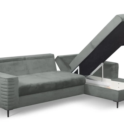 Rozkládací sedačka s úložným prostorem TIMMINS - šedá, pravý roh