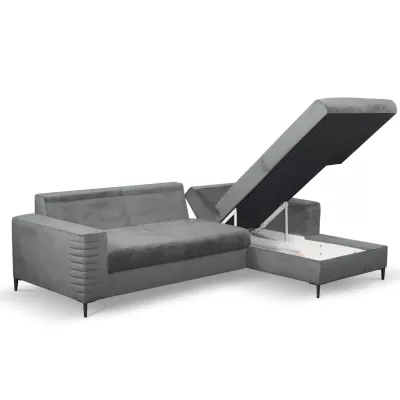 Rozkládací sedačka s úložným prostorem TIMMINS - šedá, pravý roh