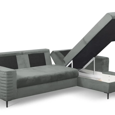 Rozkládací sedačka s úložným prostorem TIMMINS - šedá, pravý roh