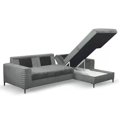 Rozkládací sedačka s úložným prostorem TIMMINS - šedá, pravý roh