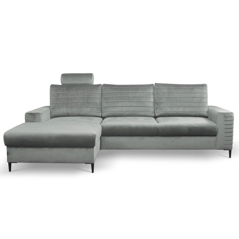 Rozkládací sedačka s úložným prostorem TIMMINS - šedá, levý roh