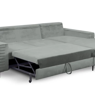 Rozkládací sedačka s úložným prostorem TIMMINS - šedá, levý roh