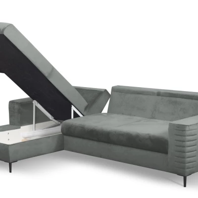 Rozkládací sedačka s úložným prostorem TIMMINS - šedá, levý roh