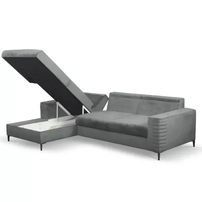 Rozkládací sedačka s úložným prostorem TIMMINS - šedá, levý roh