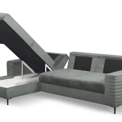 Rozkládací sedačka s úložným prostorem TIMMINS - šedá, levý roh