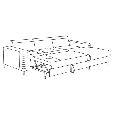 Rozkládací sedačka s úložným prostorem TIMMINS - šedá, pravý roh