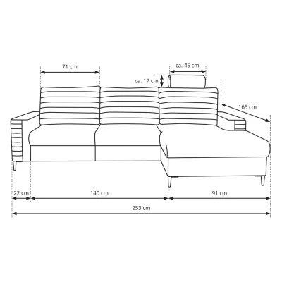 Rozkládací sedačka s úložným prostorem TIMMINS - hořčicová, pravý roh