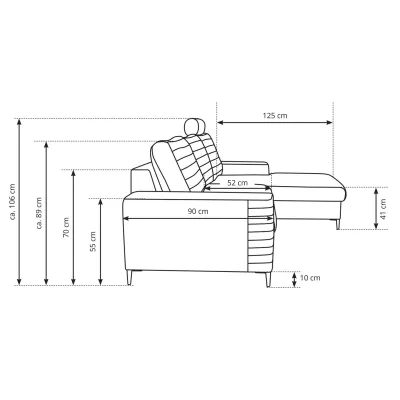 Rozkládací sedačka s úložným prostorem TIMMINS - zelená, levý roh