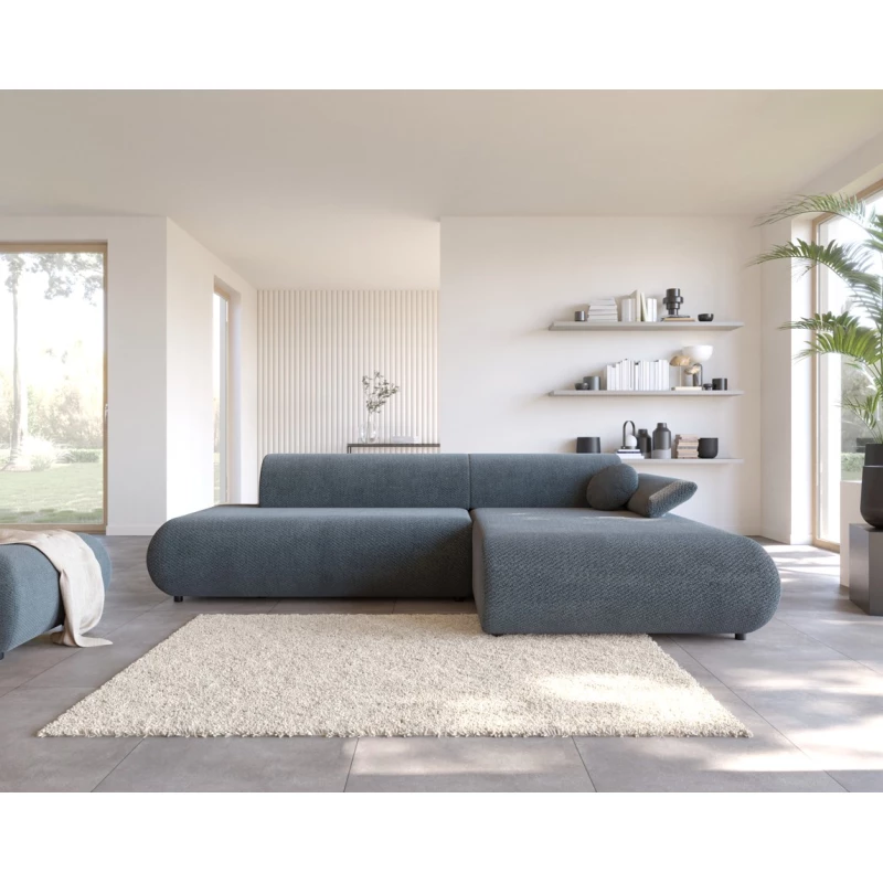Rozkládací rohová sedačka s úložným prostorem SURREY 1 - modrá, pravý roh