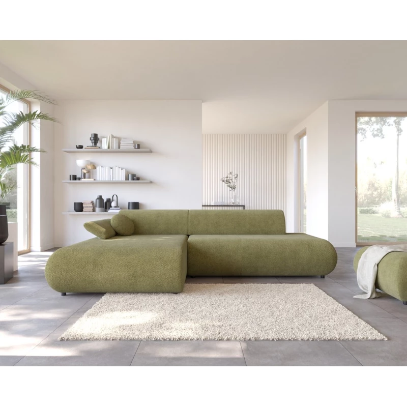 Rozkládací rohová sedačka s úložným prostorem SURREY 1 - khaki, levý roh