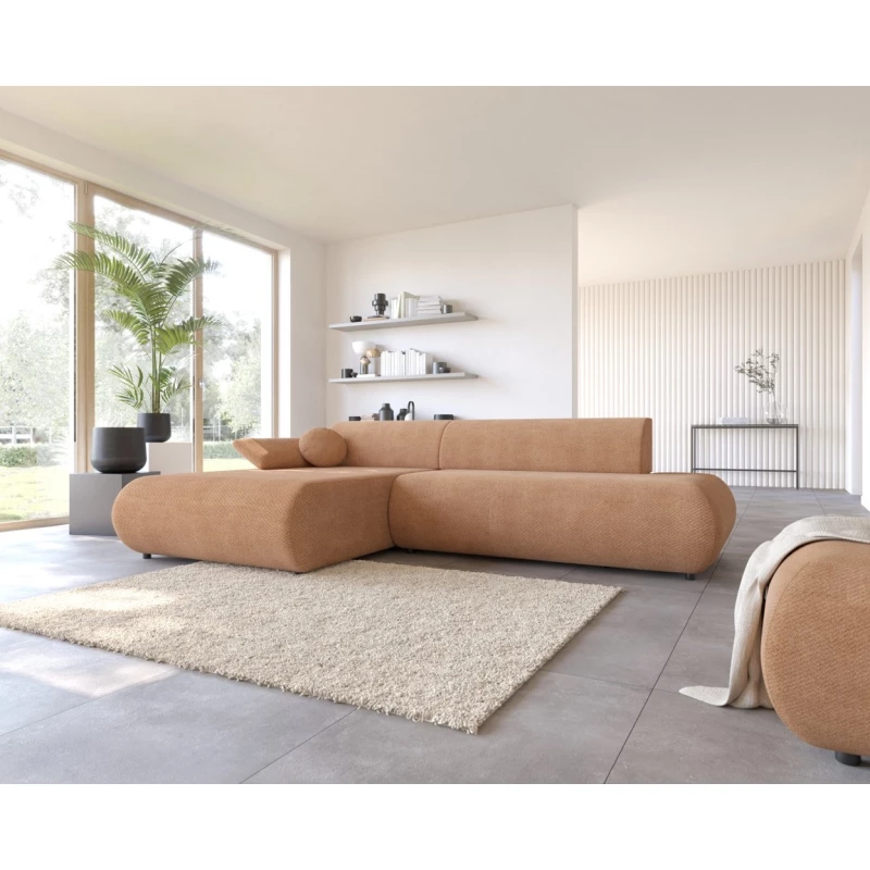 Rozkládací rohová sedačka s úložným prostorem SURREY 1 - světlá hnědá, levý roh