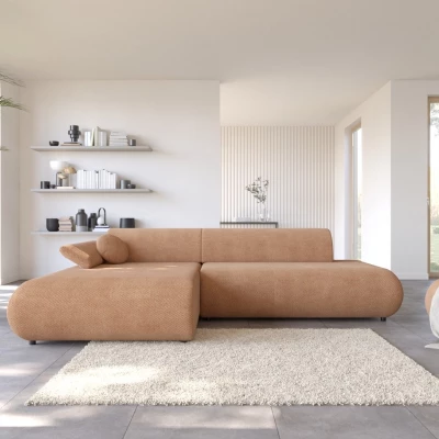 Rozkládací rohová sedačka s úložným prostorem SURREY 1 - světlá hnědá, levý roh