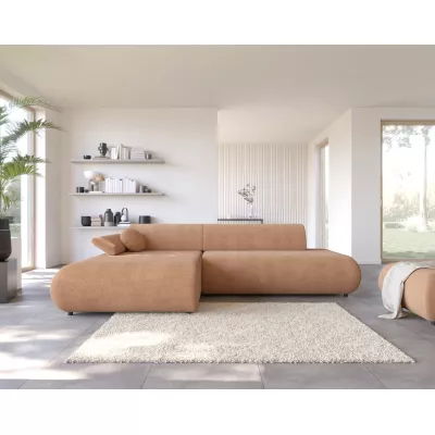 Rozkládací rohová sedačka s úložným prostorem SURREY 1 - světlá hnědá, levý roh
